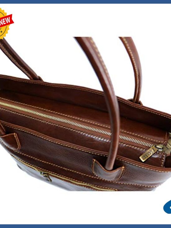 Italian Leather Shoulder Bag Satchel Purse with Removable Strap - Picture 6 of 6